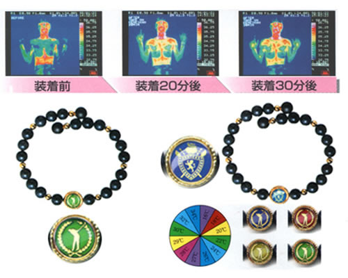 天然トルマリン鉱石配合 液晶アクセサリー付　イオンブレスレット　（健気環）