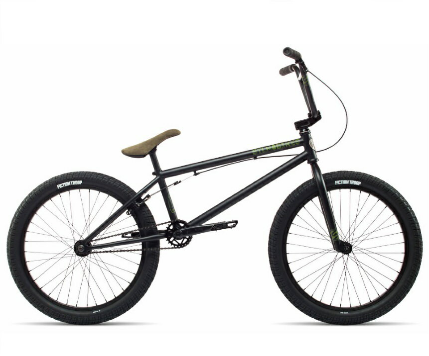 自転車 子供用 子供 大人 大人用 22インチ bmx ストリート トリック ハンドル ステム メンズ レディース フラットランド パーク ブレーキ 街乗り おすすめ 完成車 完全組立 STOLEN BRAND ストーレン SPADE MATTE BLACK W/GREEN CORDUROY 【S070】の画像