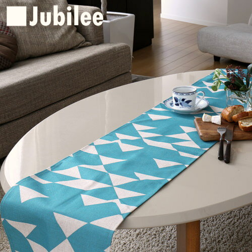 テーブルランナー 北欧 ミント ダイヤモンド Jubilee 英国デザイン 183×30 ハンドメイド 麻 リネン 撥水 新生活 新居 引越し祝い 新築