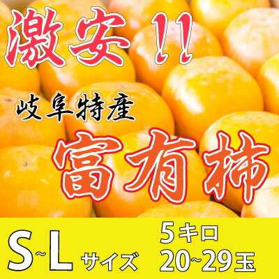 【岐阜特産富有柿】【楽天市場最安値に挑戦☆】激安 訳あり 富有柿 たっぷり5kg♪【送料無料】大きさS〜L(20〜29玉) ランキングお取り寄せ