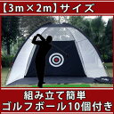 ゴルフネット ゴルフ練習用ネット コンパクトで収納&持ち運び便利 ティー×2個 新品ボール×10個
