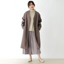 【WEB限定LLサイズあり】Vネックロングコート/ピンクアドベ