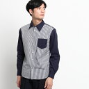 ストライプ切り替えシャツ/デッサン(メンズ)(Dessin Mens)