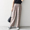 liflattie ships:カラーチェックストレートパン...