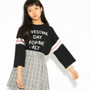 【コットン100%】配色7分袖ロゴデザイン Tシャツ/ピンク...