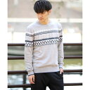 デザイン長袖ニット/ジョルダーノ(メンズ)(GIORDANO)