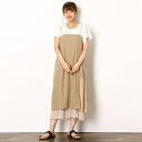 リネン混クロス 裾シアー エプロンワンピース/ティティレイト...