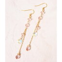 K14GFガラスドロップピンク×チェーンピアス/ワイスチャーム(WYTHECHARM)