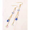 K14GFガラスドロップブルー×チェーンピアス/ワイスチャーム(WYTHECHARM)