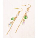 K14GFガラスドロップグリーン×チェーンピアス/ワイスチャーム(WYTHECHARM)
