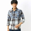 インディゴチェック7分シャツ/モルガンオム(MORGAN HOMME)