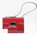 【PRADA】プラダエナメル レザー ショルダーバッグ ワンショルダー ハンドバッグ レッド 赤 B7300 ギャランティカード付き B7300【中古】