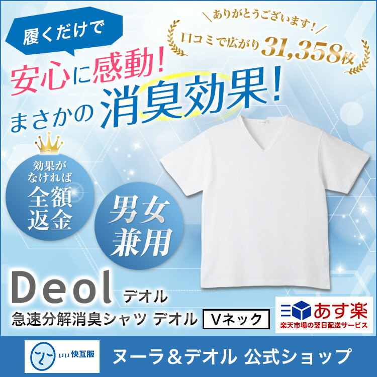 【あす楽】【送料無料】【消臭シャツ】デオル ブイネック天竺Tシャツ | ワキガ わきが わき臭 ワキ臭 臭い 消臭 対策 汗臭い 汗 衣類臭 臭くならない Tシャツ 体臭 加齢臭 服 男性 メンズ Vネック インナー 下着 汗の臭い 汗のニオイ 肌着 tシャツ 綿100% 白 ホワイト