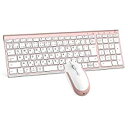 即納iClever キーボードワイヤレスキーボードマウスセット日本語JIS配列 静音 超薄型 テンキー付き マウス3段調節可能DPI 無線2.4G パソコンPC Windows/Mac対応 IC-BK22Combo ローズピンク