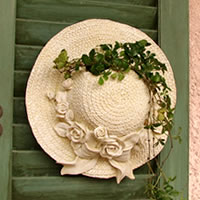 麦わら帽子壁掛けオーナメント（P-7488）【可愛い壁掛けオーナメント】お庭/お部屋/壁掛け用飾り