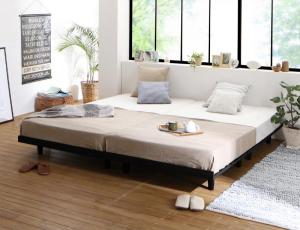 【ポイント20倍】デザインボードベッド Bibury ビブリー 国産カバーポケットコイルマットレス付き 木脚 フルレイアウト ワイドK200 フレーム幅200 ローベッド 新婚ベッド 新築 ベット 2人用 低いベッド ロースタイル ローベッド フロアベッド ロータイプベッド