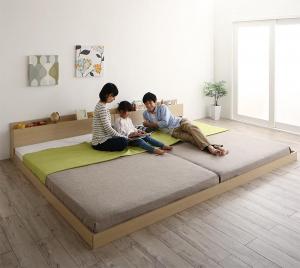 【ポイント20倍】ローベッド 棚付き コンセント付き ライト付き 大型ベッド モダン フロアベッド 連結ベッド Equale エクアーレ マルチラススーパースプリングマットレス付き ワイドK240 (S+D) ファミリーベッド 家族 親子 分割 ベット ワイドキングサイズ