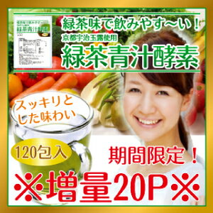 【送料無料】 飲みやすい緑茶味の 青汁 酵素ドリンク (2.5g×120P) 酵素ダイエット 酵素飲料 で 酵素 diet 酵素液 酵素 ダイエット (緑茶青汁酵素 粉末) 【HLS_DU】 【RCP】 10P13oct13_b
