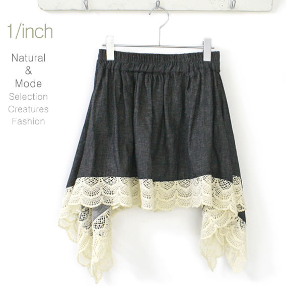 【 Fluff+ 】　ウエストゴムハンカチーフヘム裾レーススカートWaist rubber handkerchief heme skirt race skirt【SBZcou1208】 05P123Aug12 10P03Aug12 10P17Aug12 10P24Aug12