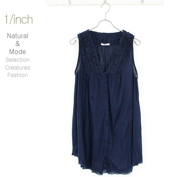 【 Fluff+ 】くしゅくしゅフリル＆ギャザーノースリーブ前開きインド綿チュニックIt is an opening Indian cotton tunic ruffle & sleeveless ahead gathers. 【W3】 05P04Jul12 05P10Jul12 05P23Jul12-50%OFFSALE- 【select-shop】【NTRL- LADIES】