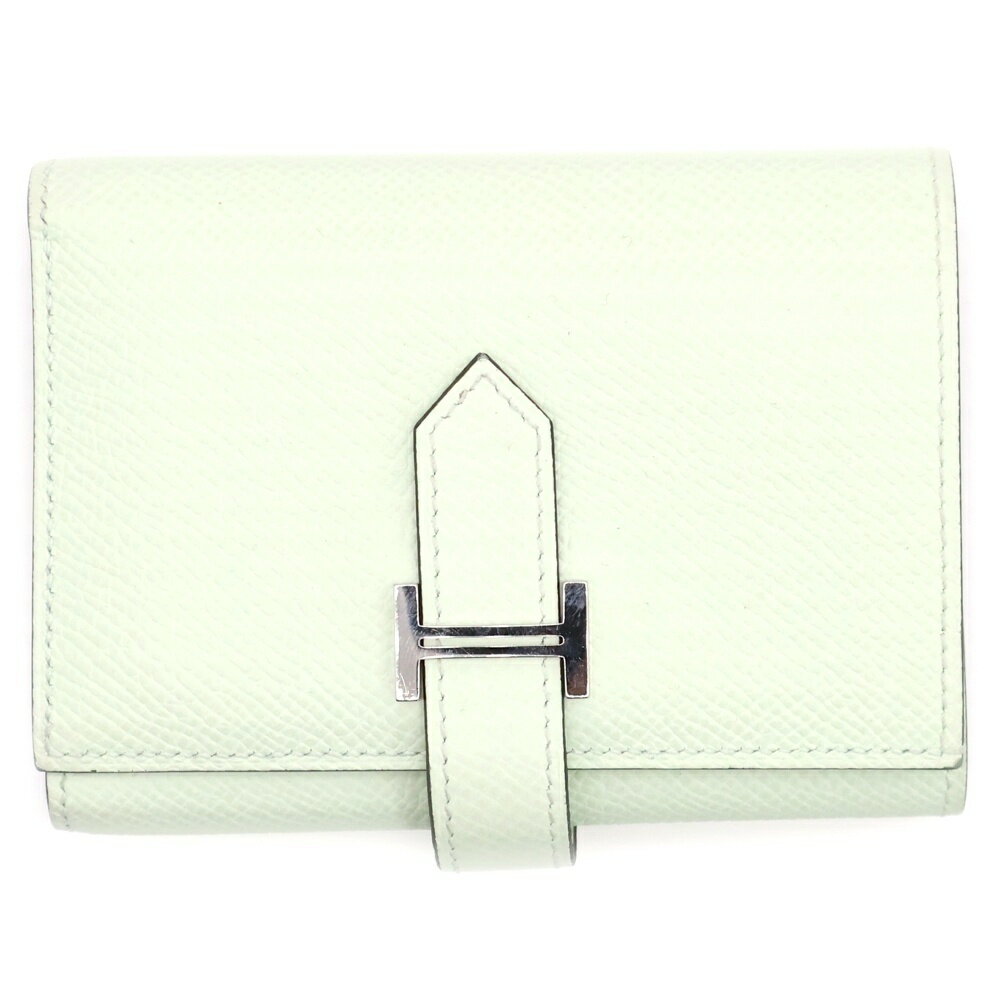 HERMES(エルメス) ベアン コンビネ ヴェールフィズ ヴェールユッカ ヴォーエプソン シルバー金具 W刻印 コンパクト財布【中古】【程度A】