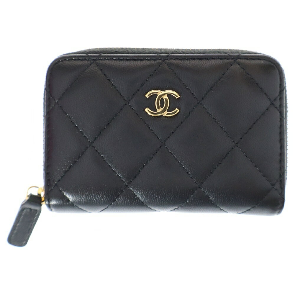 CHANEL(シャネル) マトラッセ コインケース 財布 ミニ ラムスキン ブラック ゴールド金具【中古】【程度A】