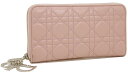 クリスチャンディオール Dior ラウンドファスナー 長財布 チャーム付き レザー ピンク CAL43047P-ROSE 新品 【2009年新作】