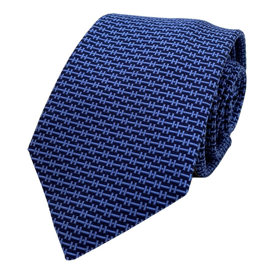 【新品】エルメス HERMES ネクタイ へヴィシルクタイ《 H・GRRRRR！ 》7 CM MARINE / CIEL 紺 青 水色 ネイビー ブルー 総柄 ロゴ H柄 シルク メンズ 男性 ギフト プレゼント シルク 100％ H339299T 01