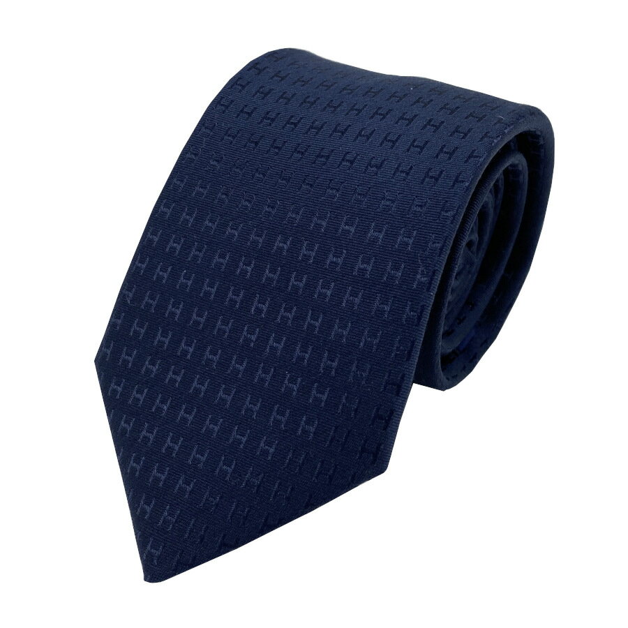 【新品】エルメス HERMES ネクタイ H織りタイ《 ファソネ H 》 24 7 CM マリンMARINE 紺 ネイビー 総柄 ロゴ H柄 シルク メンズ 男性 ギフト プレゼント 100％ H036321T 11