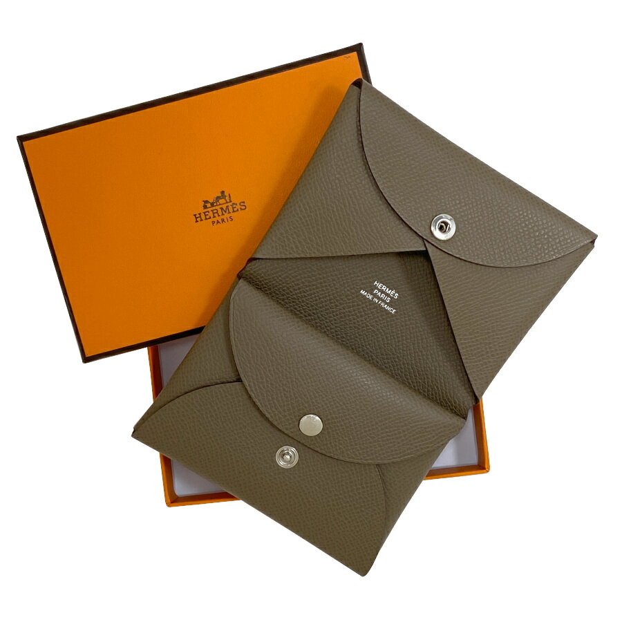 【新品】エルメス HERMES カルヴィ デュオ エプソン レザー Etoupe / エトゥープ エトープ グレージュ カードケース 名刺入れ コインケース 小銭入れ ミニ財布 コンパクト H083036CK