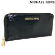 MICHAEL KORS マイケルコース財布 長財布 レディース ラウンドファスナー エナメル パテント JET SET / ブラック×ゴールド [ 32H3GTVE3A 001 ]【レディース 長財布 二つ折り ブランド プレゼント】