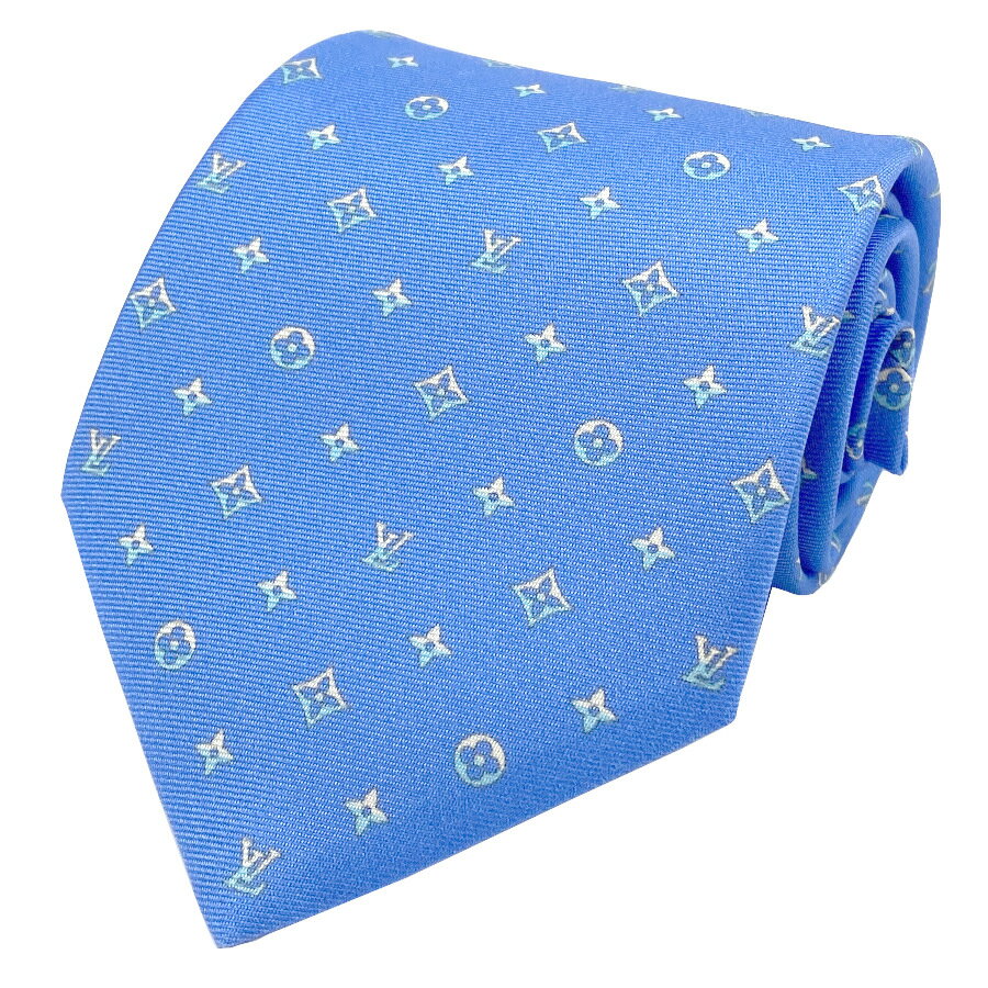 【新品】ルイヴィトン LOUIS VUITTON ネクタイ・LV デュアル 8CM シルク 100％ BLUE ブルー ライトブルー 青 ロゴ ギフト プレゼント メンズ 男性 M79430
