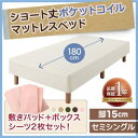 ショート丈 ポケットコイルマットレスベッド 脚15cm セミ...