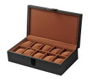 腕時計ケース ウォッチケース コレクションケース 合皮巻き10本時計ケース ブラック/ブラウン
