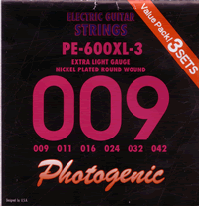 【Photogenic(フォトジェニック) エレキギター弦 PE-600XL (3set pack)】格安エレキ弦　3セットパックエクストラライトゲージ