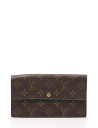 美品 LOUIS VUITTON ルイヴィトン ポシェット ポルトモネ クレディ M61725 モノグラム 二つ折り長財布 PVC 茶【本物保証】【中古】