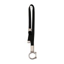 超美品 PRADA プラダ ストラップ ブラック ホワイト シルバー キャンバス メタル 小物【本物保証】【中古】