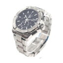 超美品 TAG HEUER タグホイヤー アクアレーサー 300M クロノグラフ クオーツ CAY1110-0 SS シルバー 黒文字盤 メンズ腕時計【本物保証】【中古】