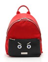 超美品 FENDI フェンディ フェイス バッグパック リュック・デイパック 7VZ012 ナイロン レザー 赤 黒 男女兼用可【本物保証】【中古】