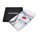超美品 CHANEL シャネル 大判 ストール シルク マルチカラー ココシャネル 日仏国旗 マルチカラー 【本物保証】【中古】