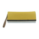 新品未使用展示品 FENDI フェンディ クラッチバッグ 8BP069 カーフスキン ホワイトレザー 黄 MLC GRIGIO POCHETTE VITELLO ストラップ付き【本物保証】【中古】