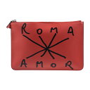 新品未使用展示品 FENDI フェンディ ポーチ クラッチバッグ 7N0078 レザー レッド【本物保証】【中古】