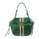 PRADA プラダ ショルダーバッグ レザー キャンバス グリーン【本物保証】【中古】
