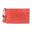 GUCCI グッチ バンブー クラッチバック セカンドバッグ 376858 レザー レッド【本物保証】【中古】