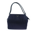 美品 PRADA プラダ ハンドバッグ ナイロン レザー ネイビー ブラック ワンショルダーバッグ【本物保証】【中古】