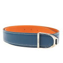 美品 HERMES エルメス ベルト レザー ブルー オレンジ リバーシブル 参考サイズ:73~78cm □G刻印 表記サイズ 75【本物保証】【中古】