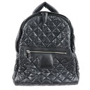 美品 CHANEL シャネル コココクーン キルティング リュック・デイパック A92559 ナイロン レザー 黒【本物保証】【中古】