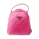 新品未使用展示品 PRADA プラダ リュック・デイパック 1BZ066 ナイロン ピンク キルティング【本物保証】【中古】