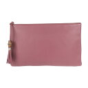 美品 GUCCI グッチ バンブー タッセル クラッチバッグ 376858 レザー ピンク【本物保証】【中古】
