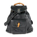 GUCCI グッチ バンブー リュック・デイパック 003 1956 0030 レザー ネイビー【本物保証】【中古】